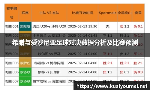 希腊与爱沙尼亚足球对决数据分析及比赛预测